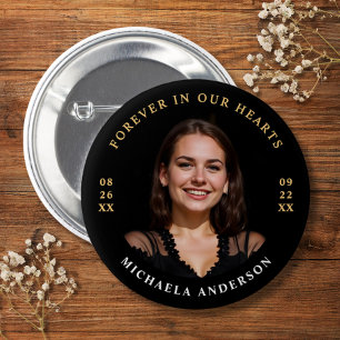 Modern Forever In Our Hearts Funeral/Memorial 6 Cm Round Badge