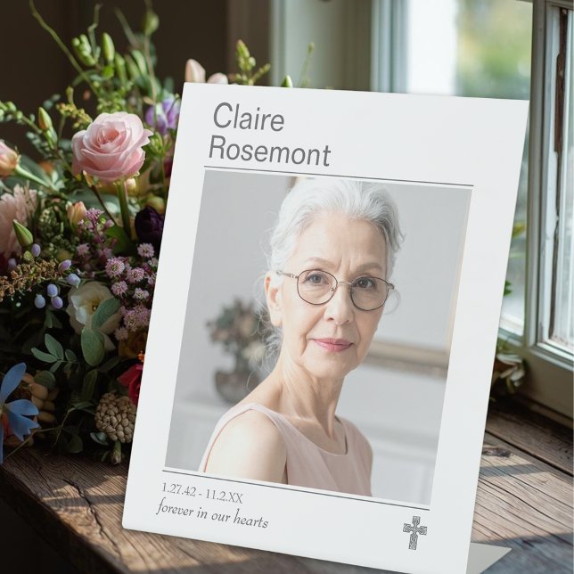 Modern Forever In Our Hearts Funeral Pedestal Sign (Modern Forever In Our Hearts Funeral Pedestal Sign
)