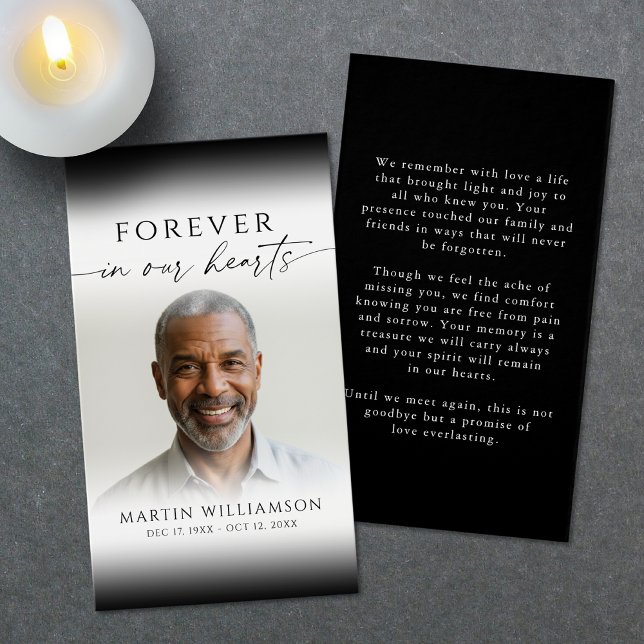 Modern Forever In Our Hearts Funeral Prayer Card (Creator Uploaded)