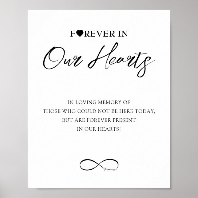 Modern Forever In Our Hearts In Loving Memory Sign (Front)
