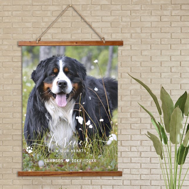 Modern Forever In Our Hearts Pet Memorial Photo  Hanging Tapestry (Creator Uploaded)