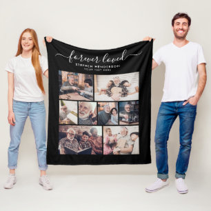 Modern Forever Loved 8-Photo Collage Tribute Fleece Blanket