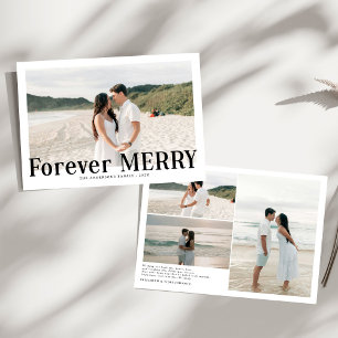 Modern Forever Merry Christmas Couples Holiday Card
