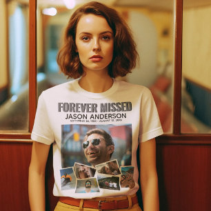 Modern Forever Missed Memorial Photo Collage T-Shirt