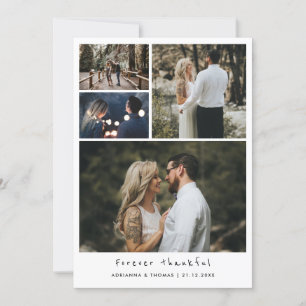 Modern Forever Thankful Couple Photo Wedding Thank You Card