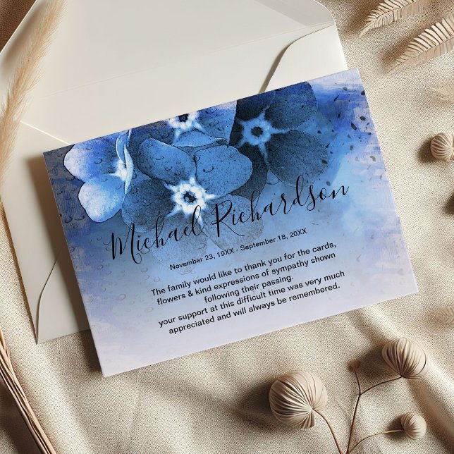 Modern Forget Me Not Flower Memorial Thank You Card (Creator Uploaded)