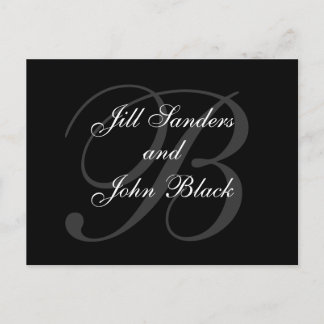 Modern, Formal Black Monogram Save the Date Announcement Postcard