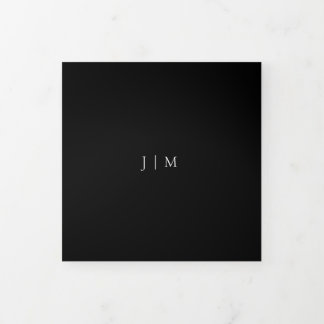 Modern Formal Black Simple Wedding Tri-Fold Card