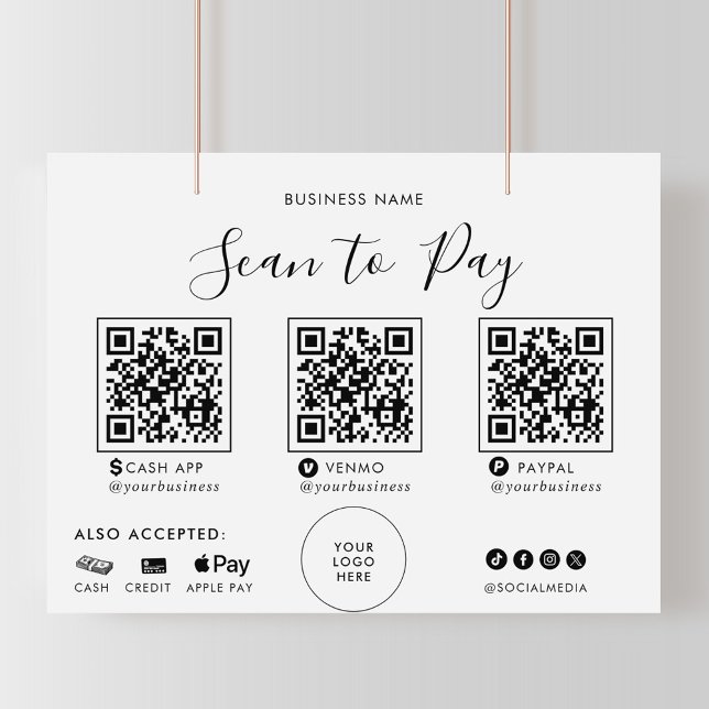 Modern Formal Calligraphy QR Scan to Pay Sign (Creator Uploaded)