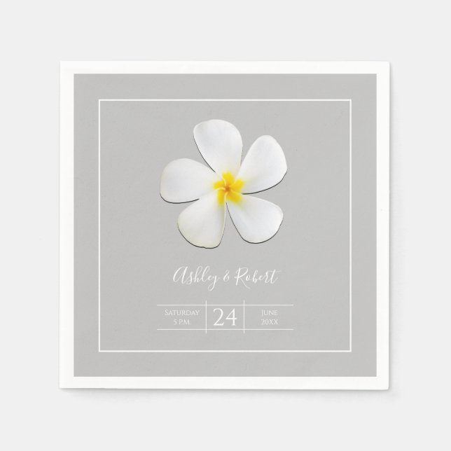 Modern Formal Classic, White on Light Grey Wedding Napkin (Front)