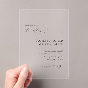 Modern Formal Minimal Elegant Wedding Acrylic Invitations