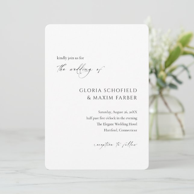 Modern Formal Minimal Elegant Wedding Invitation (Standing Front)