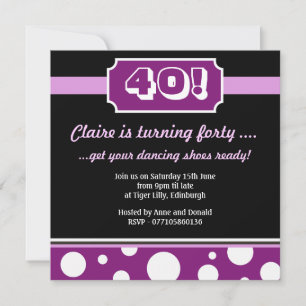 Modern Fortieth Bithday Party Personalized Invitation