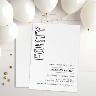 Modern Forty 40th Birthday Party Invitation