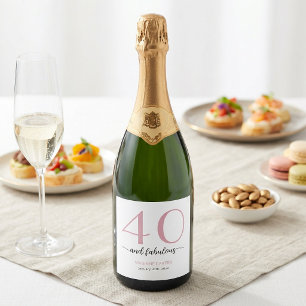 Modern Forty and Fabulous Bold 40th Birthday Party Sparkling Wine Label