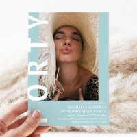 Modern FORTY Photo 40th Birthday Party Invitation