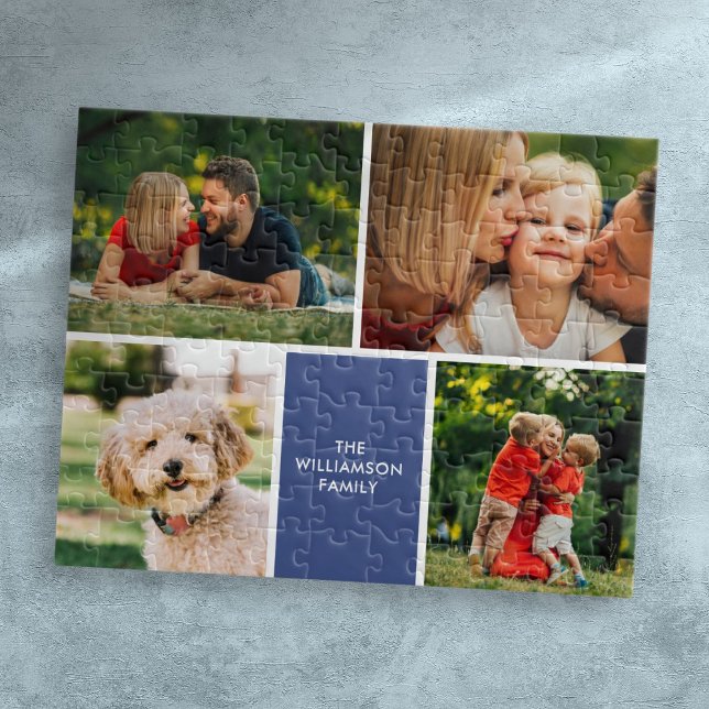 Modern Four Favourite Family Photos Collage Jigsaw Puzzle (Modern Four Favorite Family Photos Collage Jigsaw Puzzle)