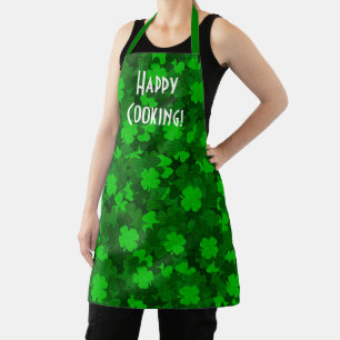 Modern Four Leaf Clover Floral Apron