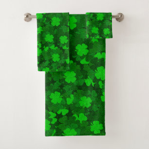 Modern Four Leaf Clover Floral Bath Towel Set