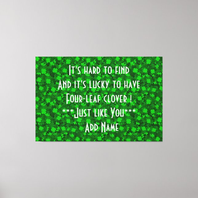 Modern Four Leaf Clover Floral Canvas Print (Front)
