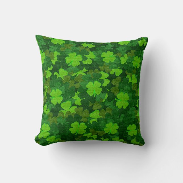Modern Four Leaf Clover Floral Cushion (Front)