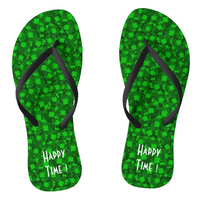 Modern Four Leaf Clover Floral Flip Flops (Footbed)