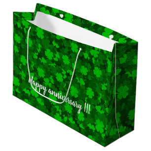 Modern Four Leaf Clover Floral Large Gift Bag