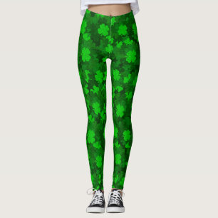 Modern Four Leaf Clover Floral Leggings