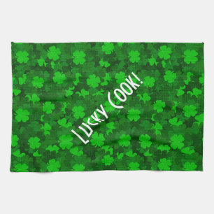 Modern Four Leaf Clover Floral Tea Towel