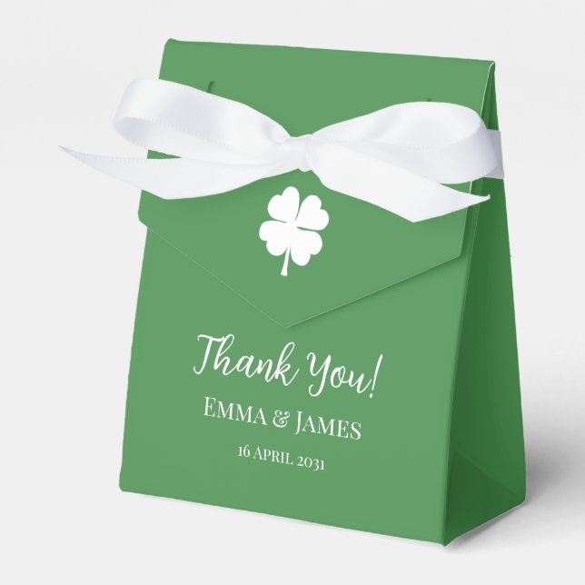 Modern Four Leaf Clover St Patricks Day Thank You  Favour Box (Front Side)