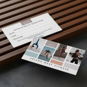 Modern Four Photo Collage Personal Trainer Fitness Appointment Card