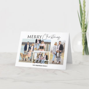Modern Four Photo Folded Christmas Photo Card