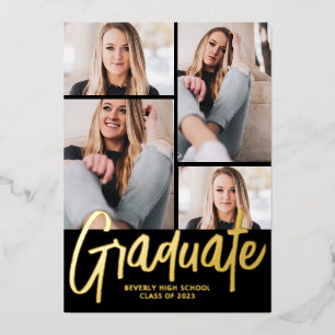 Modern Four Photo Script Graduation Party