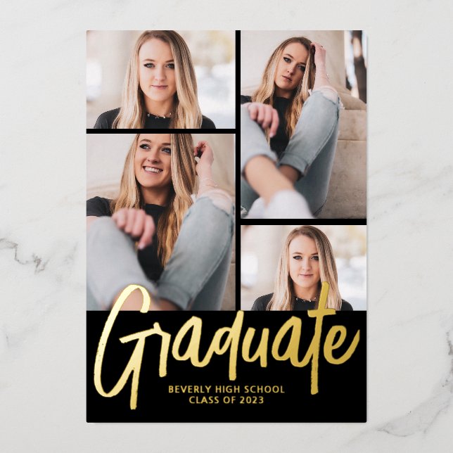 Modern Four Photo Script Graduation Party (Front)