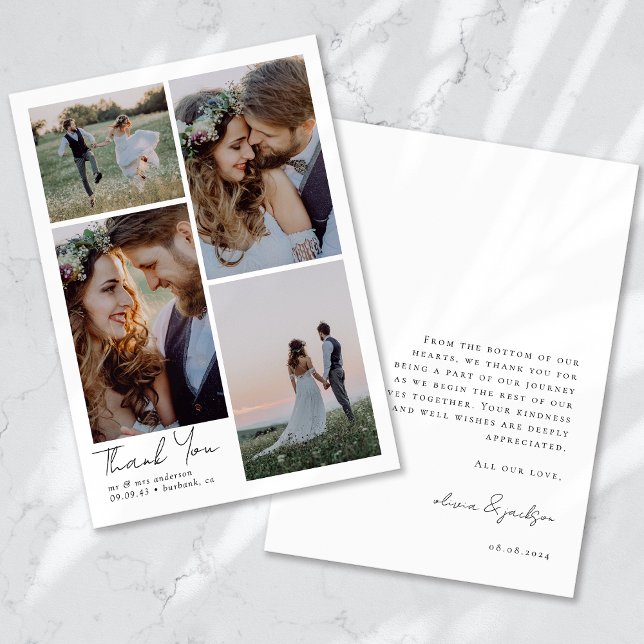 Modern Four Photo Wedding Thank You (Creator Uploaded)