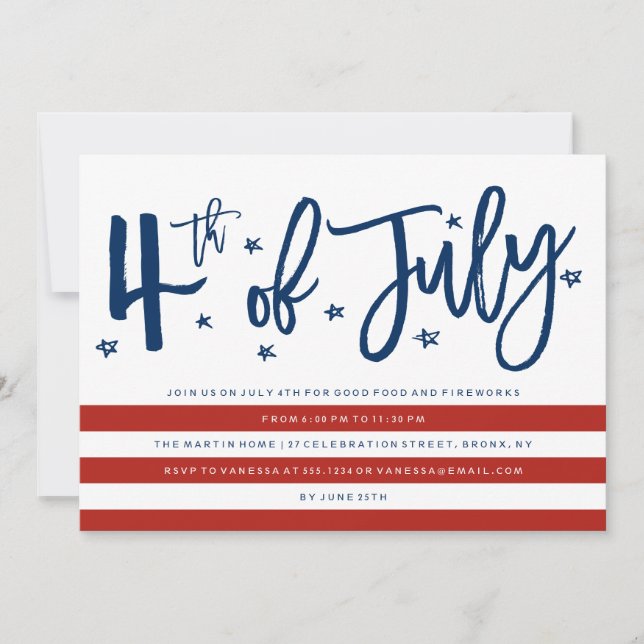 Modern Fourth of July Party Invitation (Front)