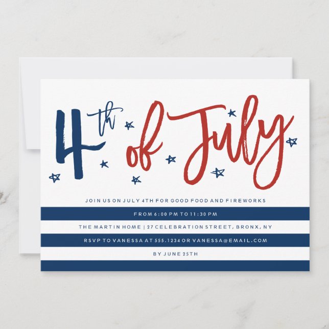 Modern Fourth of July Party Invitation (Front)