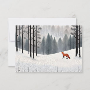 Modern Fox in Winter Forest Christmas Holiday Card