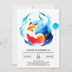 Modern Fox Kids Birthday Adventure Invitation
