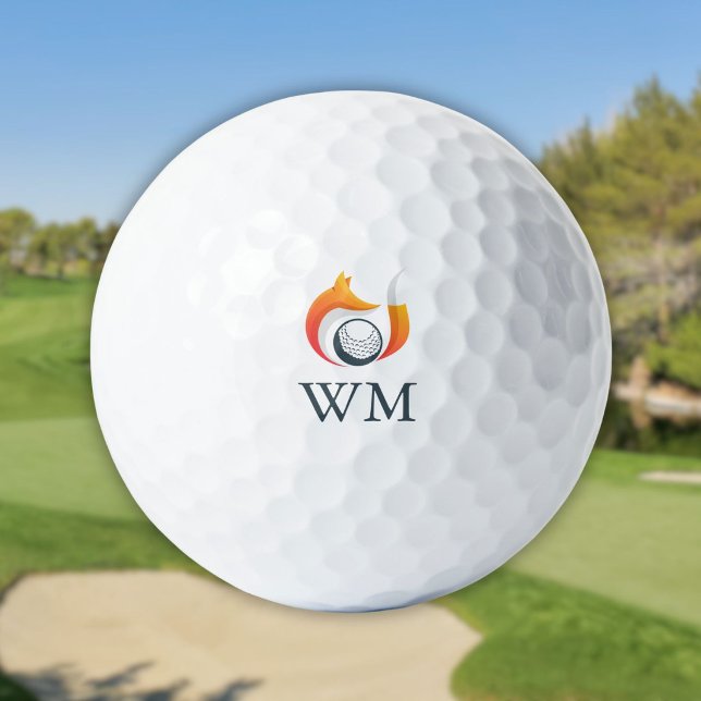 Modern Fox Personalised Monogram Golf Balls (Modern Fox Personalized Monogram Golf Balls)