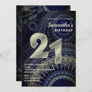 Modern Fractal 21st Birthday Invitation