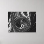 Modern Fractal Black White Metal Nautilus Swirl Canvas Print<br><div class="desc">Modern Fractal Black White Metal Nautilus Swirl Canvas Art with a stunning fractal nautilus in steel grey tones.</div>