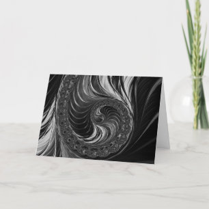 Modern Fractal Black White Nautilus Golden Ratio Card