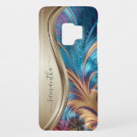 Modern Fractal Blue Gold Handwritten Name Case-Mate Samsung Galaxy S9 Case<br><div class="desc">This design is also available on other phone models. Choose Device Type to see other iPhone, Samsung Galaxy or Google cases. Some styles may be changed by selecting Style if that is an option. This design may be personalised in the area provided by changing the photo and/or text. Or it...</div>
