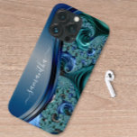 Modern Fractal Blue Handwritten Name Case-Mate iPhone Case<br><div class="desc">This design is also available on other phone models. Choose Device Type to see other iPhone, Samsung Galaxy or Google cases. Some styles may be changed by selecting Style if that is an option. This design may be personalised in the area provided by changing the photo and/or text. Or it...</div>