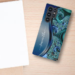 Modern Fractal Blue Handwritten Name  Samsung Galaxy Case<br><div class="desc">This design is also available on other phone models. Choose Device Type to see other iPhone, Samsung Galaxy or Google cases. Some styles may be changed by selecting Style if that is an option. This design may be personalised in the area provided by changing the photo and/or text. Or it...</div>