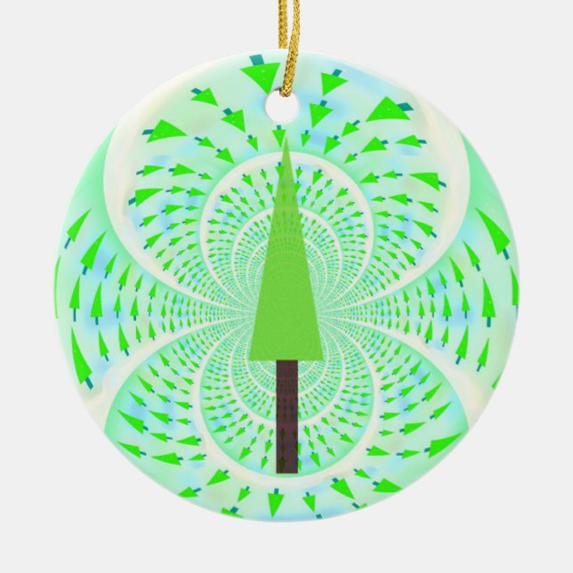 Modern Fractal Green Tree Design Ceramic Tree Decoration (Front)