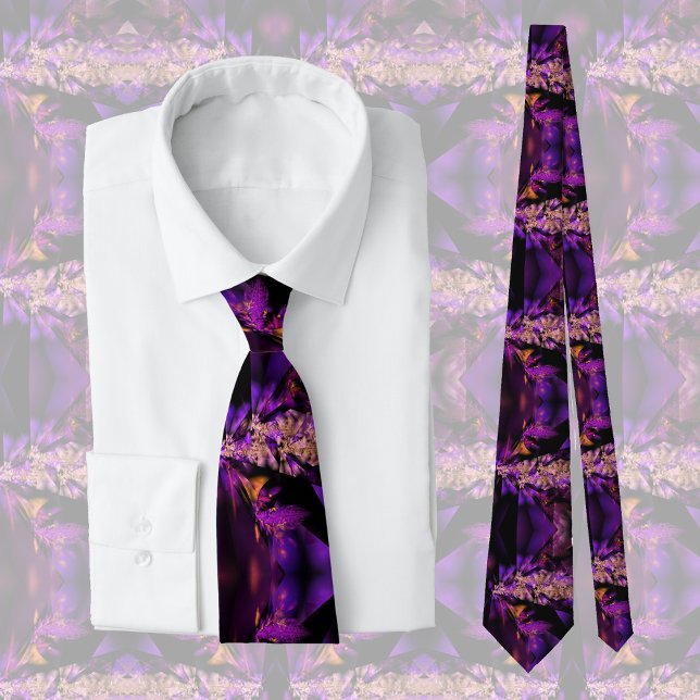 Modern fractal in black and purple, cool  tie (Creator Uploaded)