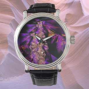 Modern fractal in black and purple watch