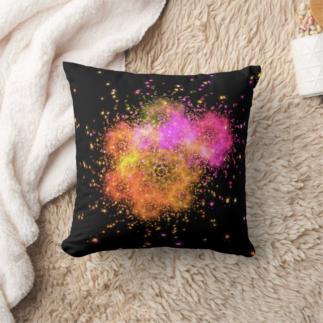 Modern fractal in pink and black cushion (Blanket)
